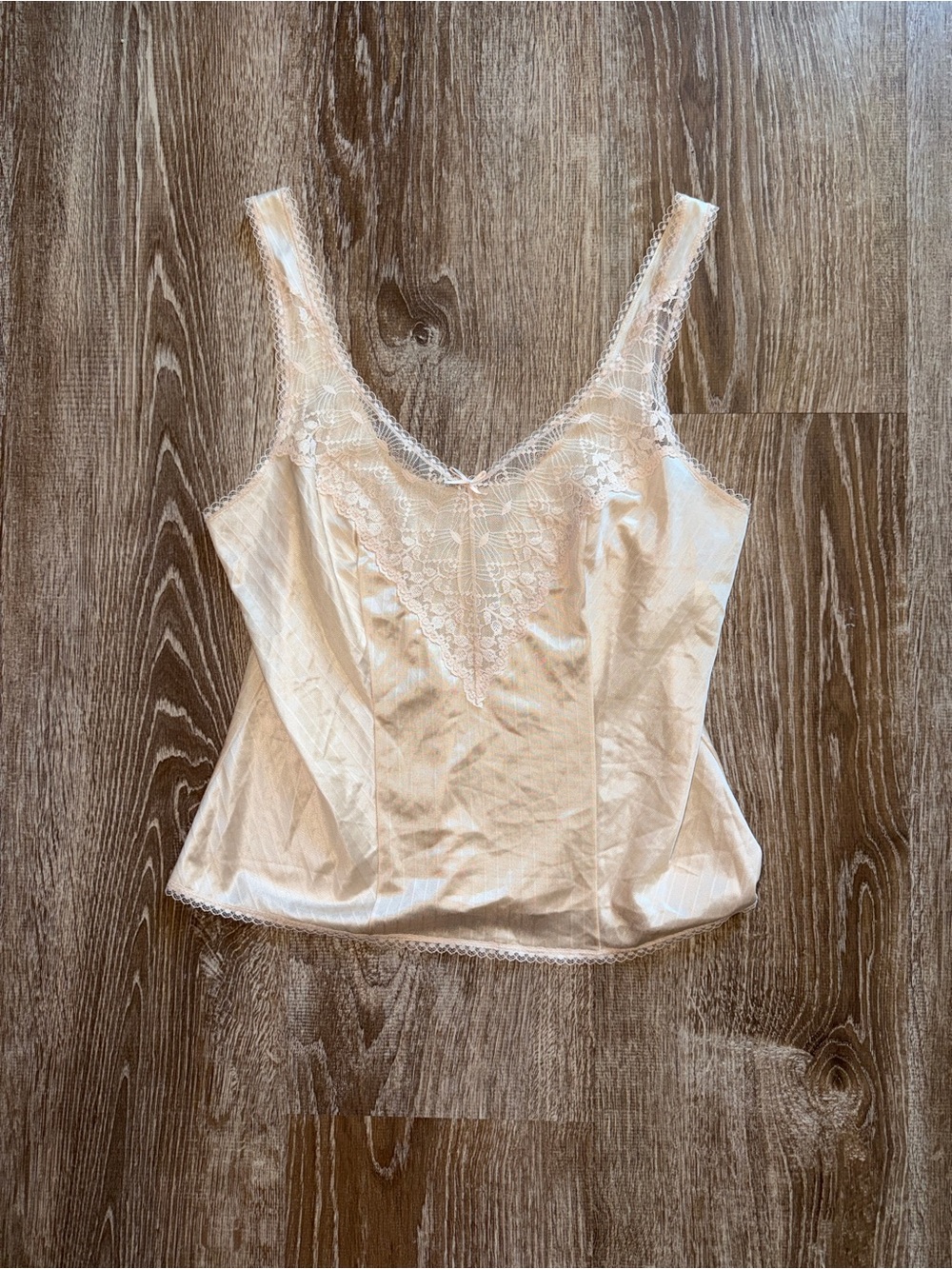 Vintage Lace Trim Satin Camisole in Ivory